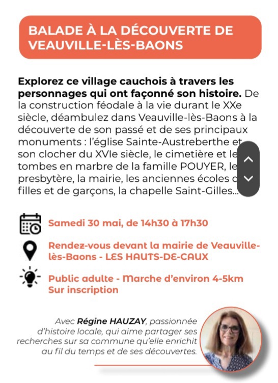 Balade à la découverte de Veauville-lès-Baons, Les Hauts-de-Caux @ Mairie déléguée de Veauville-lès-Baons