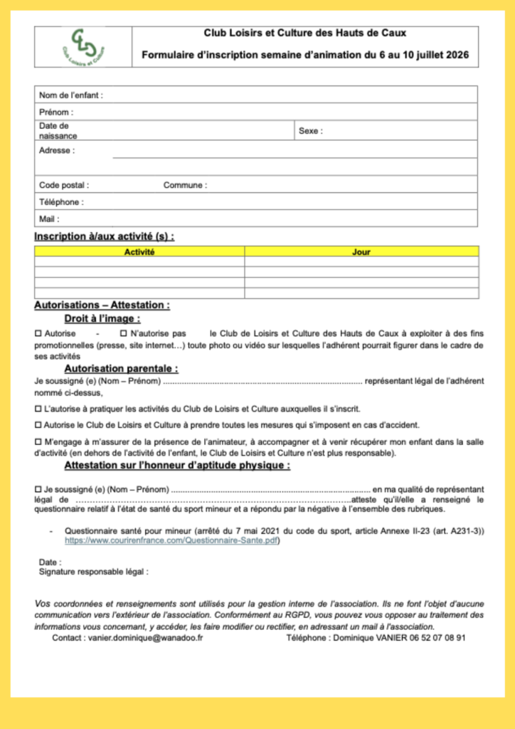 CLC : Semaine d'animation du 6 au 10 juillet